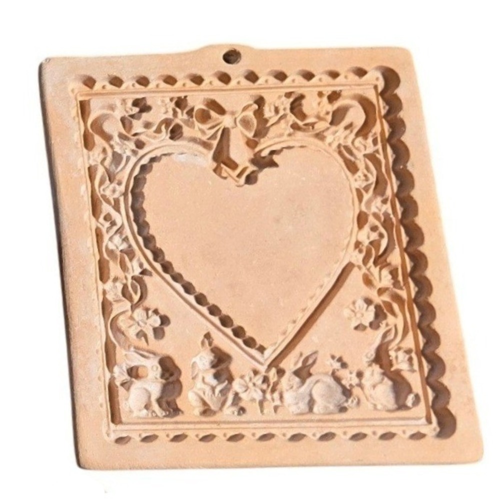1994 Vintage Cotton Press Cookie Mold Heart Bunny Easter Spring craft press‎ bow